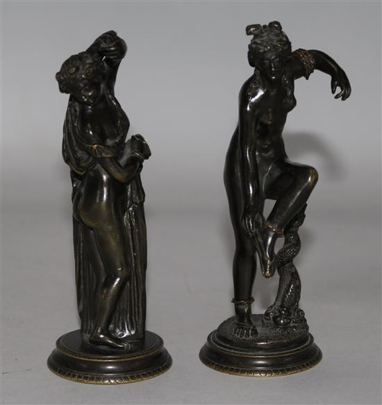 Two late 19th century Grand Tour bronzes, after the antique, 5.5in.